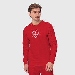 Костюм хлопковый мужской Love в белом сердце для паттерна, цвет: красный — фото 2
