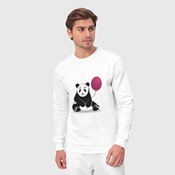 Костюм хлопковый мужской Панда с шариком, цвет: белый — фото 2