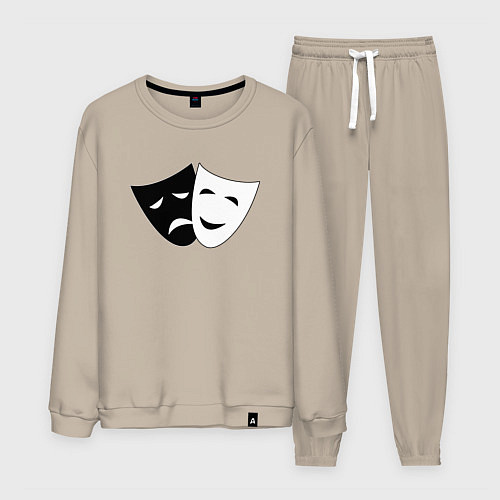 Мужской костюм Театральные маски грусти и радости / Миндальный – фото 1