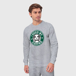 Костюм хлопковый мужской I need my cofee, цвет: меланж — фото 2