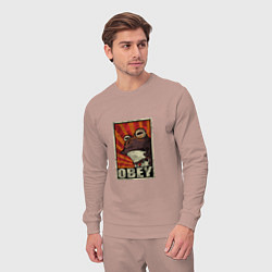 Костюм хлопковый мужской Obey frog, цвет: пыльно-розовый — фото 2