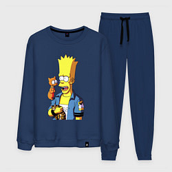 Костюм хлопковый мужской Барт Симпсон и Снежок - нейросеть, цвет: тёмно-синий