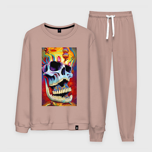 Мужской костюм Crazy skull - нейросеть - art / Пыльно-розовый – фото 1