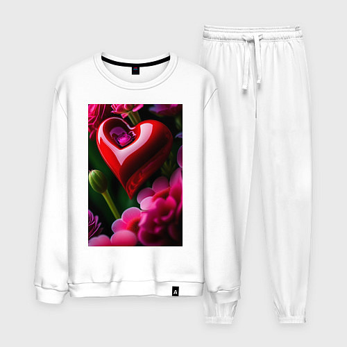 Мужской костюм Сердце с цветами / Белый – фото 1
