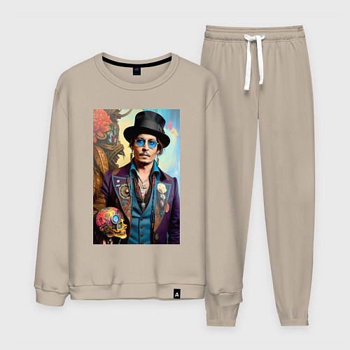 Мужской костюм Джонни Депп - нейросеть - стимпанк / Миндальный – фото 1