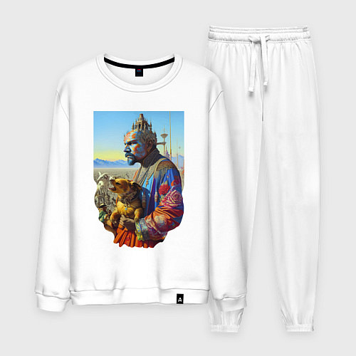 Мужской костюм Ленин с собачкой - нейросеть - фантазия / Белый – фото 1