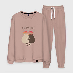 Костюм хлопковый мужской Коты на закате, цвет: пыльно-розовый