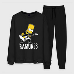 Костюм хлопковый мужской Ramones Барт Симпсон рокер, цвет: черный