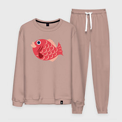 Костюм хлопковый мужской Красная рыбка, цвет: пыльно-розовый