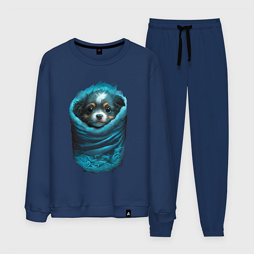 Мужской костюм Маленький щенок в одеяльце / Тёмно-синий – фото 1
