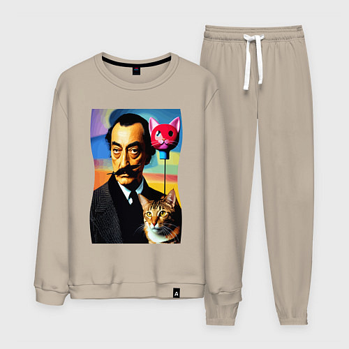 Мужской костюм Salvador Dali and cat / Миндальный – фото 1