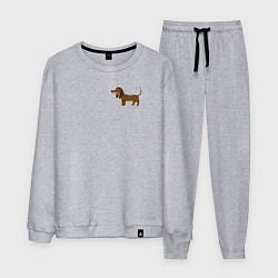 Костюм хлопковый мужской Мультяшная такса, цвет: меланж