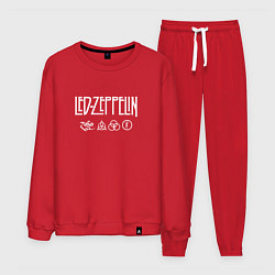 Костюм хлопковый мужской Led Zeppelin символы, цвет: красный