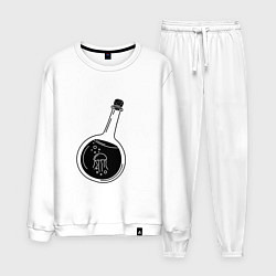 Костюм хлопковый мужской Медуза в бутылке, цвет: белый