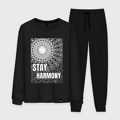 Мужской костюм Stay harmony надпись и мандала / Черный – фото 1