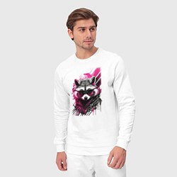 Костюм хлопковый мужской Енот киберпанк, цвет: белый — фото 2