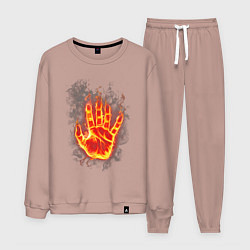 Костюм хлопковый мужской Ладонь в пламени, цвет: пыльно-розовый
