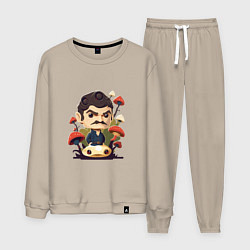 Костюм хлопковый мужской Ласт оф ас - Джоел с грибами, цвет: миндальный