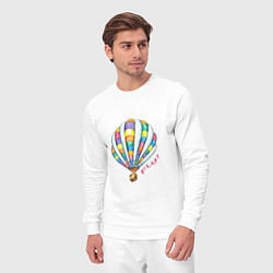 Костюм хлопковый мужской Яркий воздушный шар, цвет: белый — фото 2