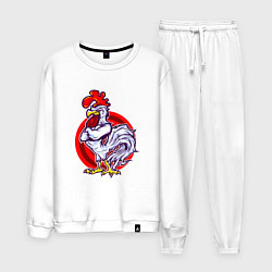 Костюм хлопковый мужской Боевой петух, цвет: белый