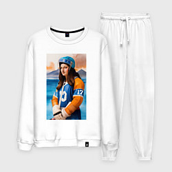 Костюм хлопковый мужской Мона Лиза - крайний нападающий, цвет: белый