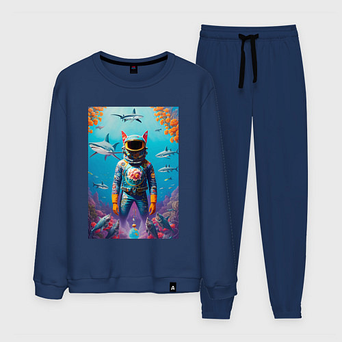 Мужской костюм Sharkman - neural netvork / Тёмно-синий – фото 1