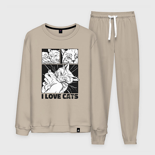 Мужской костюм I love cats comic / Миндальный – фото 1