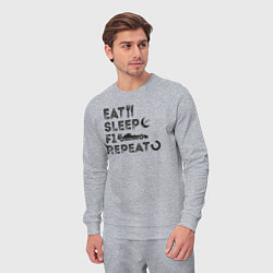 Костюм хлопковый мужской Eat sleep F1, цвет: меланж — фото 2