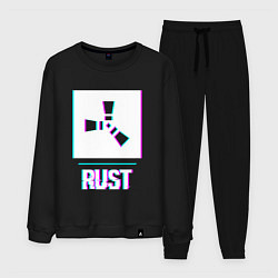 Костюм хлопковый мужской Rust в стиле glitch и баги графики, цвет: черный