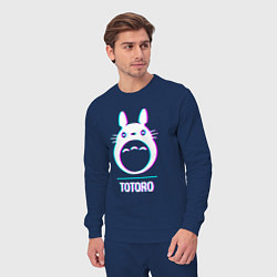 Костюм хлопковый мужской Символ Totoro в стиле glitch, цвет: тёмно-синий — фото 2