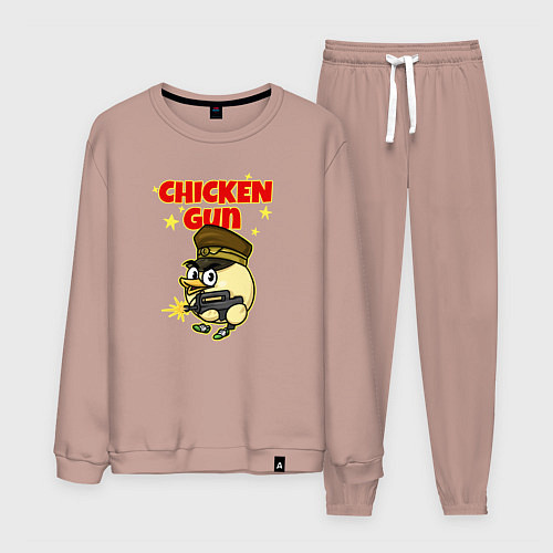 Мужской костюм Chicken Gun - игра / Пыльно-розовый – фото 1