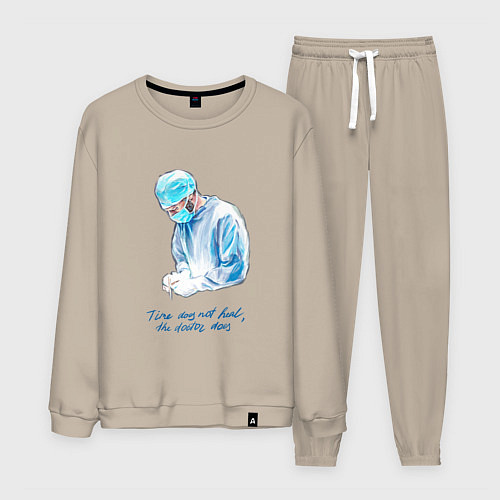 Мужской костюм Лечит не время - лечит доктор / Миндальный – фото 1