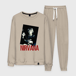 Костюм хлопковый мужской Курт Кобейн группа NIRVANA, цвет: миндальный