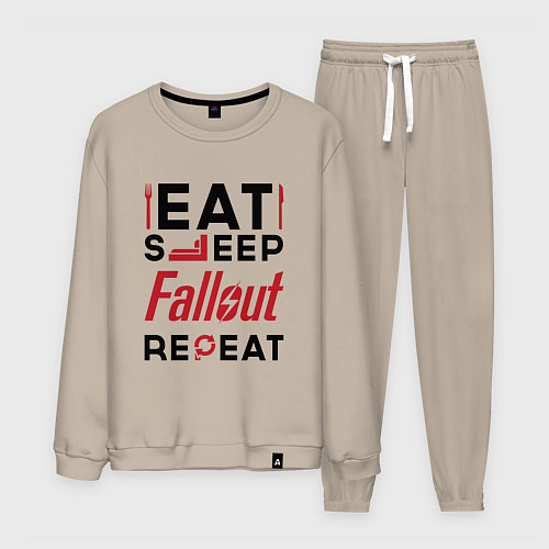 Мужской костюм Надпись: eat sleep Fallout repeat / Миндальный – фото 1