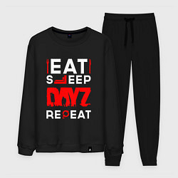 Костюм хлопковый мужской Надпись eat sleep DayZ repeat, цвет: черный