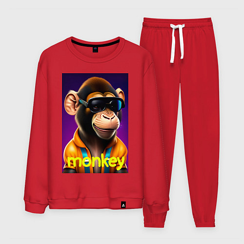 Мужской костюм Обезьяна хипстер / Красный – фото 1