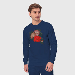 Костюм хлопковый мужской Цветы Irezumi, цвет: тёмно-синий — фото 2