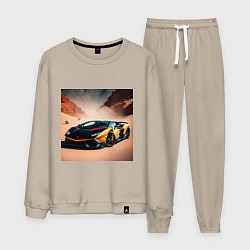 Костюм хлопковый мужской Lamborghini Aventador, цвет: миндальный