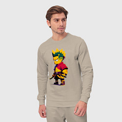 Костюм хлопковый мужской Bart Simpson samurai - neural network, цвет: миндальный — фото 2