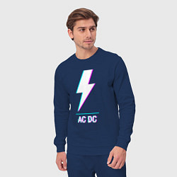 Костюм хлопковый мужской AC DC glitch rock, цвет: тёмно-синий — фото 2