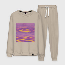 Костюм хлопковый мужской Сиреневое море, цвет: миндальный