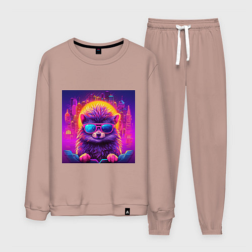 Мужской костюм Неоновый ежик в очках / Пыльно-розовый – фото 1