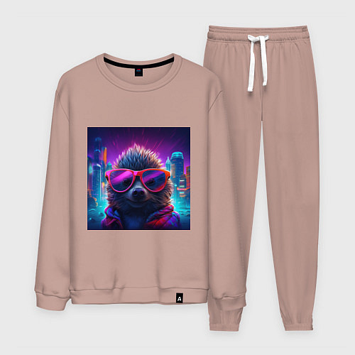 Мужской костюм Еж в больших неоновых очках / Пыльно-розовый – фото 1