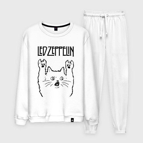 Мужской костюм Led Zeppelin - rock cat / Белый – фото 1