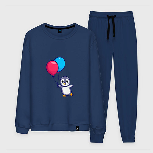 Мужской костюм Милый пингвин с воздушными шариками / Тёмно-синий – фото 1
