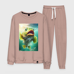 Костюм хлопковый мужской Большой карп, цвет: пыльно-розовый