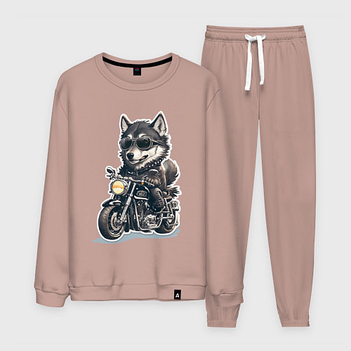 Мужской костюм Волчья сила на двух колесах / Пыльно-розовый – фото 1