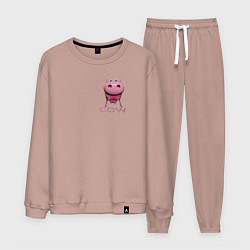 Костюм хлопковый мужской Забавная корова, цвет: пыльно-розовый