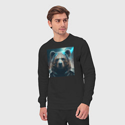 Костюм хлопковый мужской Медведь в стиле футуризм - нейросеть, цвет: черный — фото 2