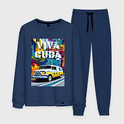 Костюм хлопковый мужской Viva Cuba - car - retro, цвет: тёмно-синий